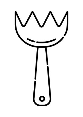 Tatlı çatal siyah ve beyaz vektör çizgisi çizimi