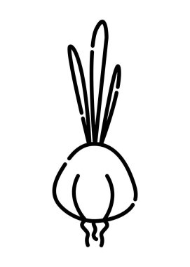 Sarımsak siyah ve beyaz vektör çizgisi simgesi