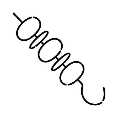 Kebap siyah ve beyaz vektör çizgisi simgesi