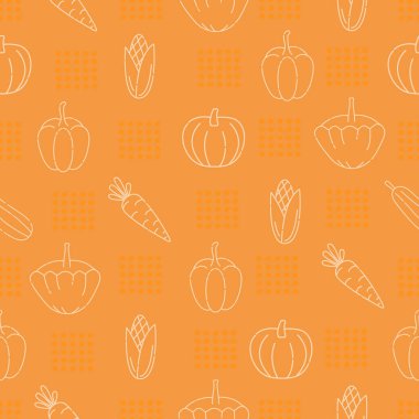 Sarı ve turuncu sebzeler, parlak vektör pürüzsüz desen