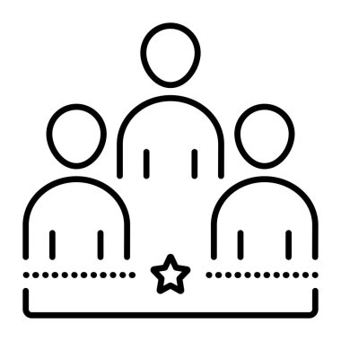 Takım çalışması, siyah çizgi vektör simgesi, müşteri işareti, şirket personeli, dost takım piktogramı 