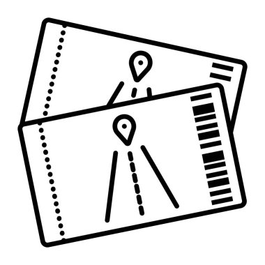 İki nakliye bileti, siyah çizgi vektör simgesi