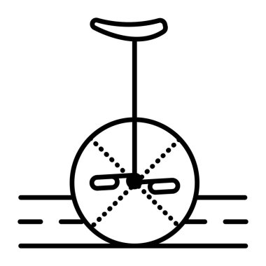 Koltuk kenarı görünümlü tek tekerlekli bisiklet, siyah çizgi vektör simgesi, mobil elektrik taşımacılığı, tek tekerlekli araç işareti