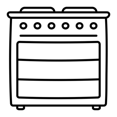 Siyah çizgili fırın karalaması. Vektör tek renkli illüstrasyon, düzenlenebilir vuruş