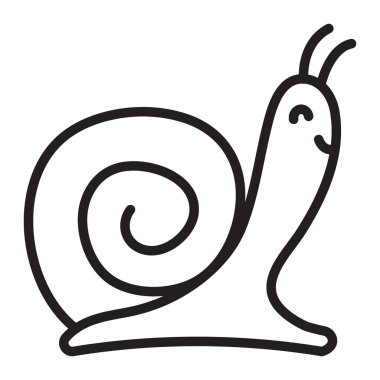 Tatlı salyangoz tek çizgi ikonu, yumuşakça salyangoz siyah düzenlenebilir vuruş, basit vektör monokrom piktogram, taslak çizim