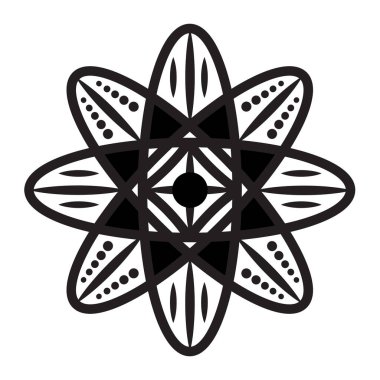 Mandala, bethlehem star, eight-petal flower, harmony and infinity symbol. Recycling and cyclicality. Black line vector monochrome illustration clipart