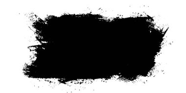 Siyah mürekkep lekesi. Siyah boya, mürekkep fırçası darbesi, koyu boya fırçası lekesi. Beyaz zemin üzerinde siyah mürekkep lekesi olan modern soyut afiş. İzole edilmiş mürekkep dokusu. Vektör İllüstrasyonu