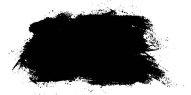 Siyah mürekkep lekesi. Siyah boya, mürekkep fırçası darbesi, koyu boya fırçası lekesi. Beyaz zemin üzerinde siyah mürekkep lekesi olan modern soyut afiş. İzole edilmiş mürekkep dokusu. Vektör İllüstrasyonu