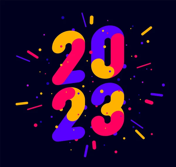 2023年 新年快乐 题字2023 几何明亮的风格为快乐的新年2023 新年快乐的网页符号 印刷品 病媒图解 — 图库矢量图片
