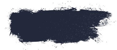 Siyah mürekkep lekesi. Siyah boya, mürekkep fırçası darbesi, gürültü desenli koyu boya lekesi. Siyah mürekkep lekeli modern pankart. İzole edilmiş mürekkep dokusu. Vektör İllüstrasyonu