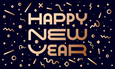 - Mutlu yıllar. Tebrik kartı, havai fişek afişi, mutlu yıllar için soyut geometrik parlak tarzda afiş. Geçmiş, noel partisi, web için mutlu yeni yıl sembolü, basım. Vektör İllüstrasyonu