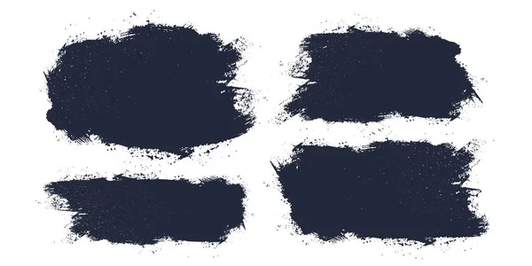 Set Manchas Tinta Negra Pintura Negra Trazo Pincel Tinta Mancha — Archivo Imágenes Vectoriales