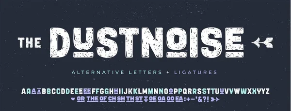 Hoofdletter Alfabet Lettertype Stoutmoedig Verouderde Ruwe Hoofdletters Met Grunge Textuur — Stockvector