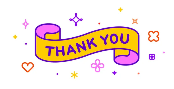 Стрічка Банер Дякую Вітальна Листівка Стрічкою Словом Дякую Модний Барбі — стоковий вектор