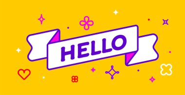 Kurdele ve afiş. Merhaba. Kurdeleli tebrik kartı ve 