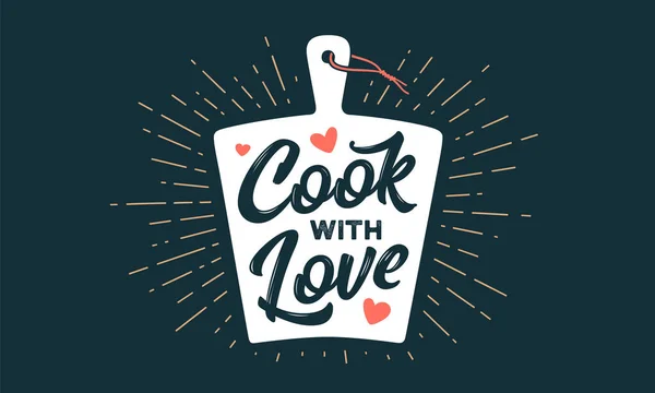Cozinhe Com Amor Placa Corte Cozinha Decoração Parede Cartaz Sinal — Vetor de Stock