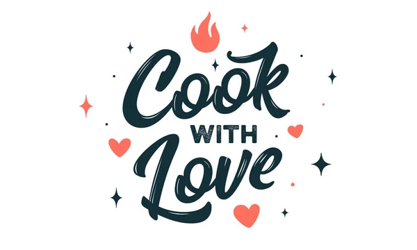 Lettering Cook Love Decoração Parede Cozinha Cartaz Sinal Citação Cartaz — Vetor de Stock