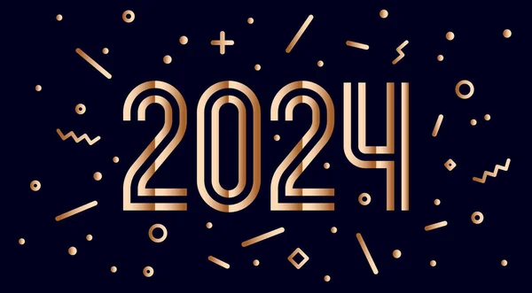 2024 Feliz Ano Novo Cartão Felicitações Com Texto Feliz Ano — Vetor de Stock