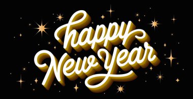 Mektup. - Mutlu yıllar. Yeni yıl için yazı, el yazısı ve el yazısı. Mutlu yıllar. Tatil arkaplanı, mutlu yeni yıl web sembolü, basım. Tebrik kartı. Vektör İllüstrasyonu