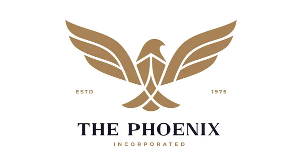 Bird Label Sign Logo Eagle Raven Phoenix Brand Logo Gold — Stock Vector