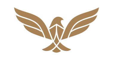 Kuş Etiketi, İşaret, Logo Kartalı, Kuzgun, Phoenix markası. Logo altın kuşu, şablon şirketi işareti, yaban sineği heraldik ikonu. Grafik şablon amblem sembolü, siluet kuş logosu. Vektör İllüstrasyonu