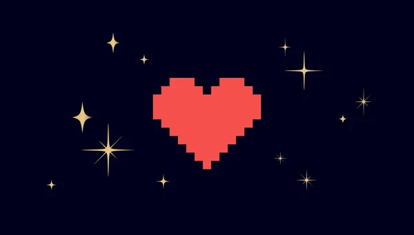ハートサイン 星との愛のシンボル スター ブラックバックのハートアイコン愛 シンプルな赤い心は絵文字シンボル グラフィックゴールデンスター バレンタインデーカード ウェディングカードを愛しています ベクターイラスト — ストックベクタ