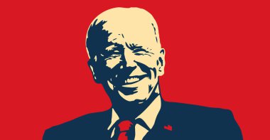 Washington, ABD, 2024: Joe Biden, ABD başkan adayı, portre. ABD 'de başkanlık seçimi için Joe Biden' ın posteri, oy verin. Demokrat aday, ABD politikası, Biden. Vektör İllüstrasyonu
