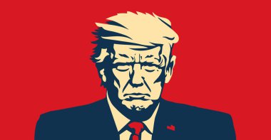 Washington, ABD, 2024: Donald Trump, ABD başkan adayı, portre. ABD 'de başkanlık seçimi için Donald Trump posteri, oy verin. Cumhuriyetçi aday, ABD politikası, Trump. Vektör İllüstrasyonu