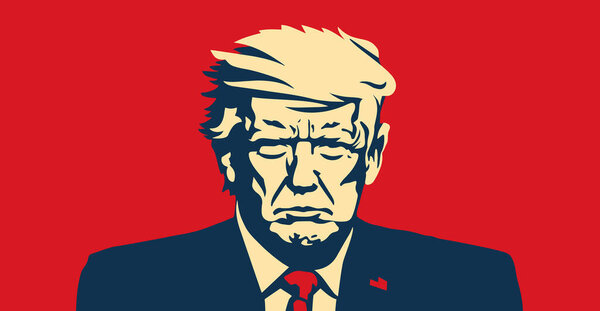 Washington, USA, 2024: Donald Trump, US presidential candidate, portrait. Poster of Donald Trump for presidential election in USA, vote. Republican candidate, USA political, Trump. Vector Illustration