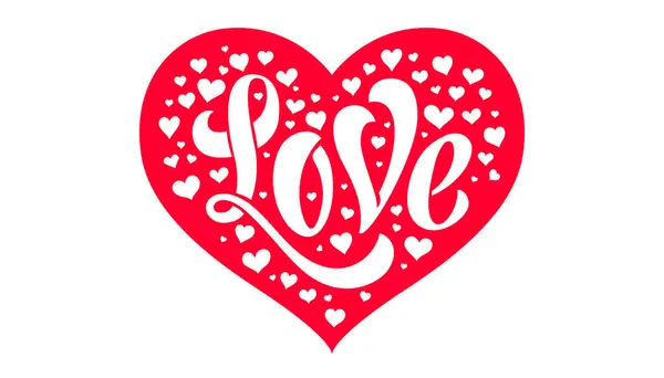 Handschriftzug Liebe Rotem Herz Grafischer Hintergrund Zum Valentinstag Symbolzeichen Liebe Stockillustration