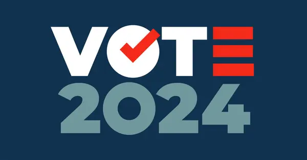 Stimmen Sie 2024 Präsidentschaftswahl 2024 Wahlplakette Plakette Aufkleber Wahlplakat Für lizenzfreie Stockvektoren