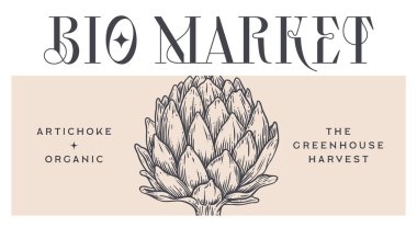 Enginar, sebze. Etiket, etiket, işaret, antika baskı, siyah beyaz enginar çizimi, çizim mürekkebi, eski usul oyma. Çizim çizimi silueti enginar. Vektör İllüstrasyonu