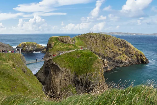 stock image Carrick-a-Rede Rope Bridge near Ballintoy in County Antrim, Northern Ireland