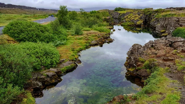 Podróż Islandii Piękny Islandzki Krajobraz Rezerwat Przyrody Islandia Thingvellir — Zdjęcie stockowe