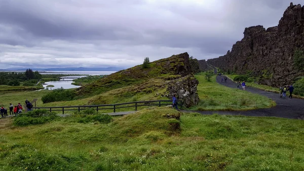 Utazás Izlandra Gyönyörű Izlandi Táj Thingvellir Iceland Természetvédelmi Terület — Stock Fotó