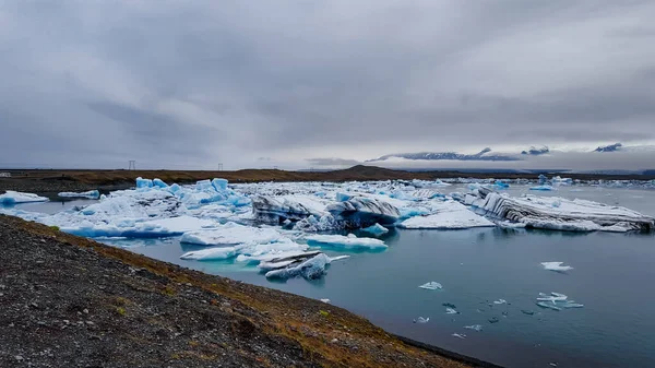 Viaje Islândia Bela Paisagem Fria Lagoa Glaciar Jokulsarlon — Fotografia de Stock