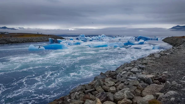 Viaje Islândia Bela Paisagem Fria Lagoa Glaciar Jokulsarlon — Fotografia de Stock