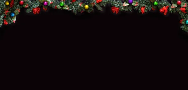 Black Christmas Hintergrund Mit Leerem Kopierraum Dekorativer Weihnachtsrahmen Für Konzept — Stockfoto