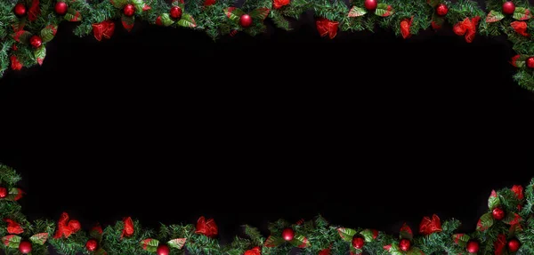 Fundo Natal Preto Com Espaço Cópia Vazio Moldura Xmas Decorativa — Fotografia de Stock