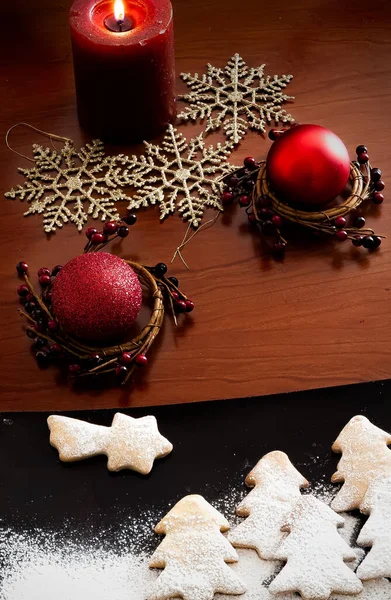 Christmas Decorations Christmas Gift Box Decorations Snow Bokeh Bakground Merry — Stock Photo, Image