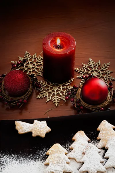 stock image Christmas decorations.. Christmas Gift Box and Decorations on snow bokeh bakground. Merry Christmas and Happy New Year