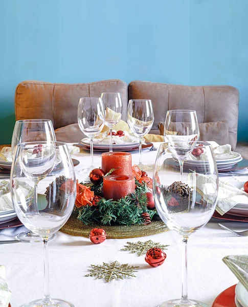 家庭圣诞餐桌 — 图库照片