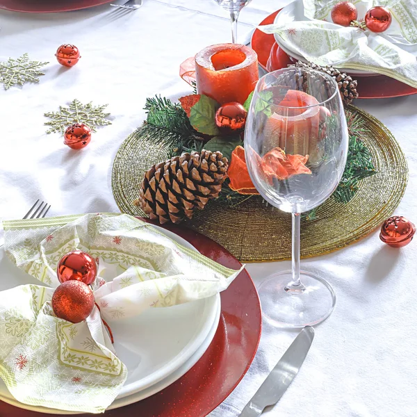 Christmas Family Dinner Table — Stock Photo, Image