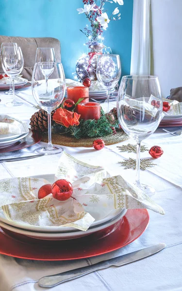 Christmas Family Dinner Table — Stock Photo, Image