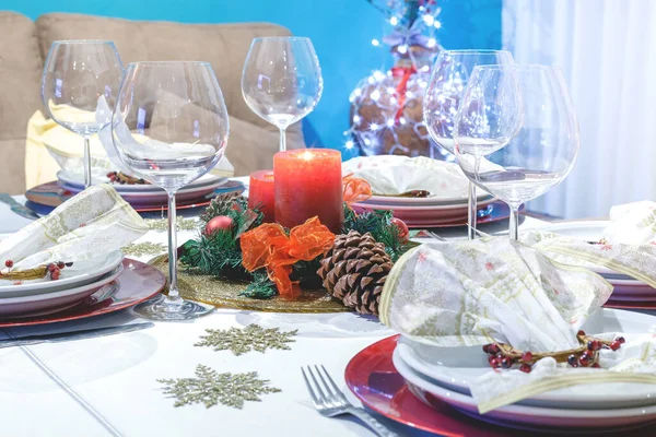 Festive Dinner Setting Holidays — Stock Photo, Image