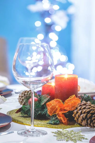 Close Festive Dinner Setting Holidays — Stock Photo, Image