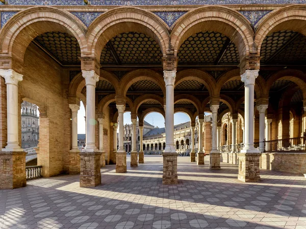 Krásné Arkády Centrálním Náměstí Seville Plaza Espana Andalusie Spai — Stock fotografie