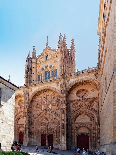 Salamanca Španělsko Srpna 2019 Hlavní Průčelí Nové Katedrály Salamanca Stavba — Stock fotografie