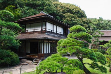 Tarihi Sankeien Bahçesi, Yokohama, Japonya. Geleneksel Japon tarzı.
