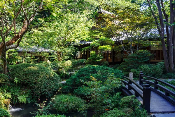 東京の装飾的な橋と美しい日本庭園 — ストック写真